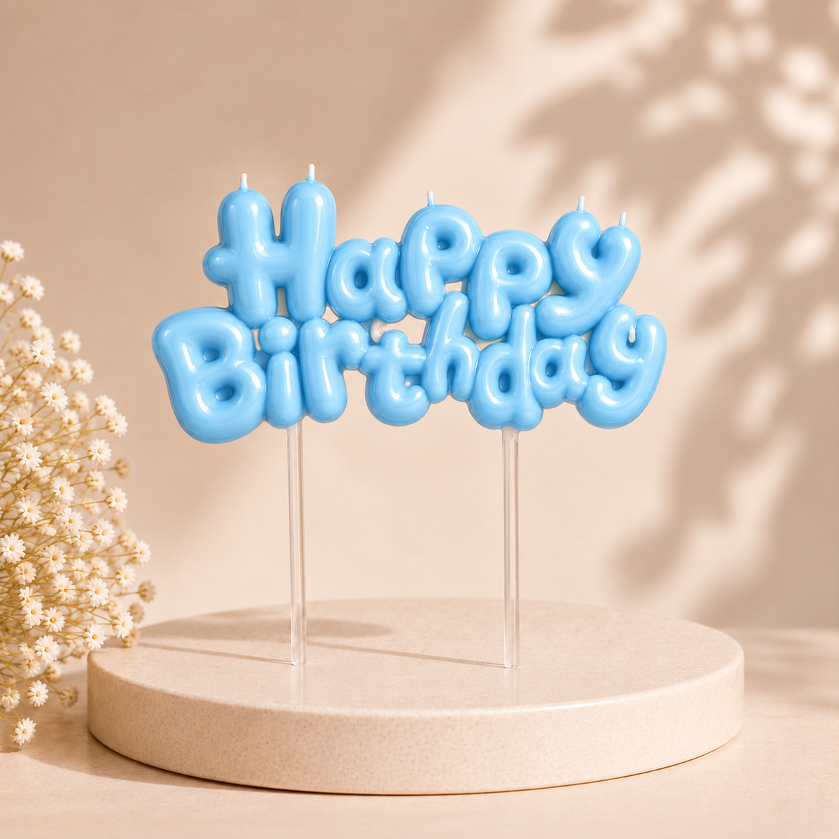 Blue Happy Birthday Letter Candle