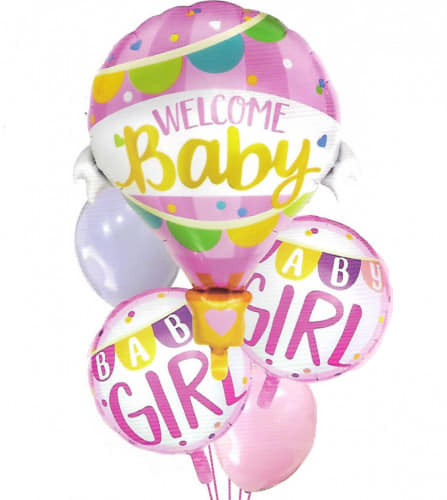 Welcome Baby Girl Foil Balloon Set of 5pcs