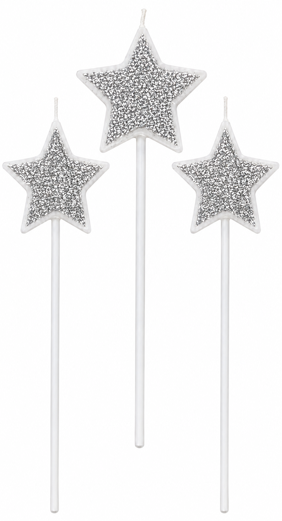 Silver Star Candle 3pc Set