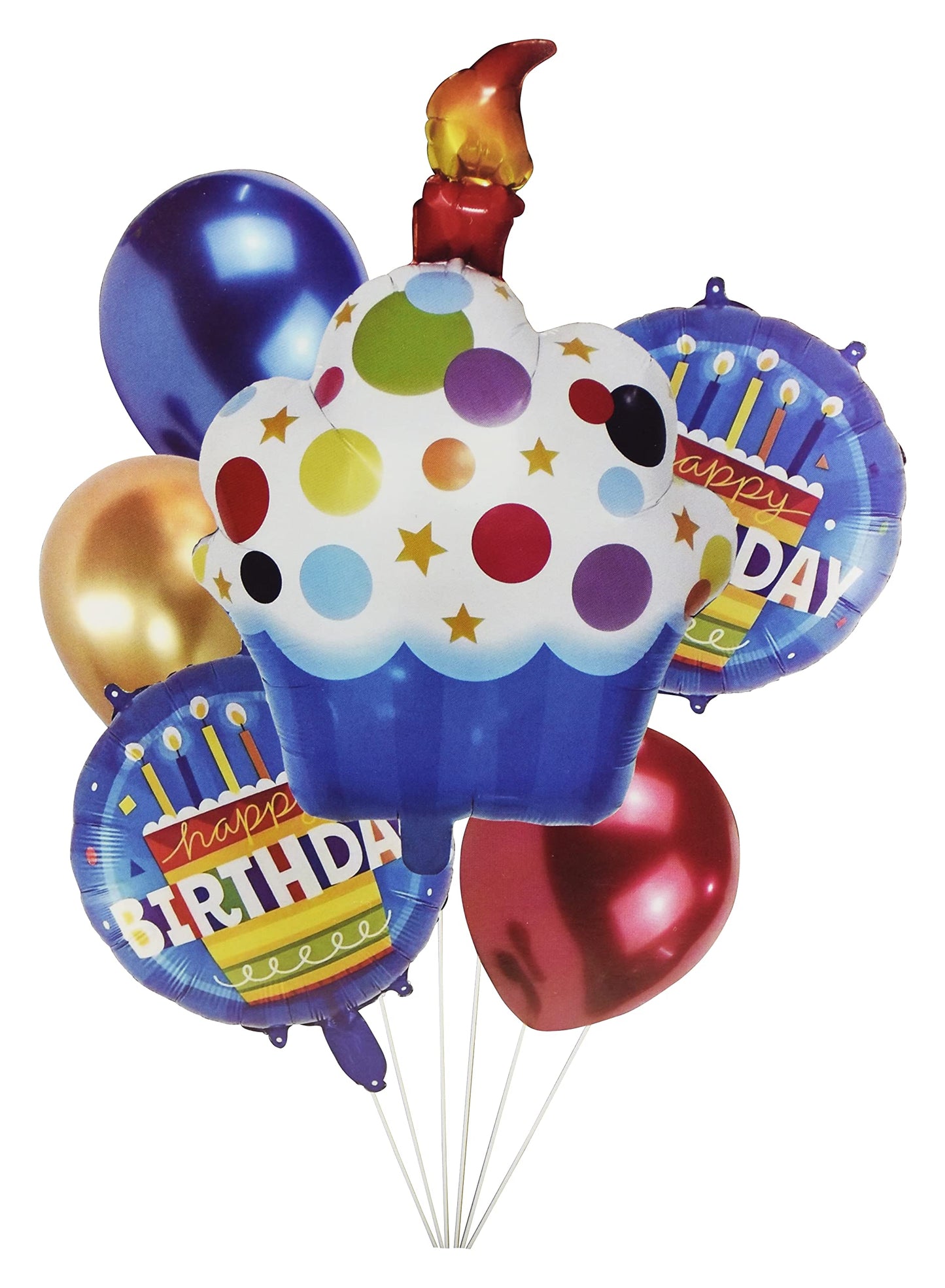 Birthday Cupcake Theme Foil Balloon Set of 6pcs