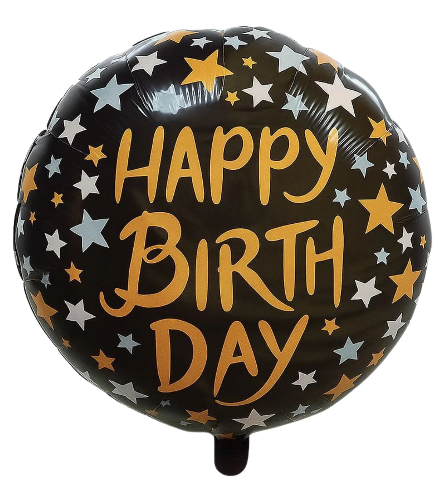 Black Round Star Happy Birthday Foil Balloon