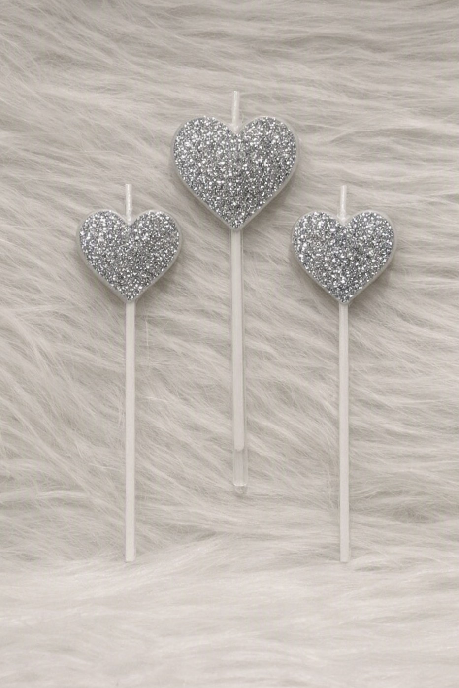 Silver Heart Candle 3pc Set