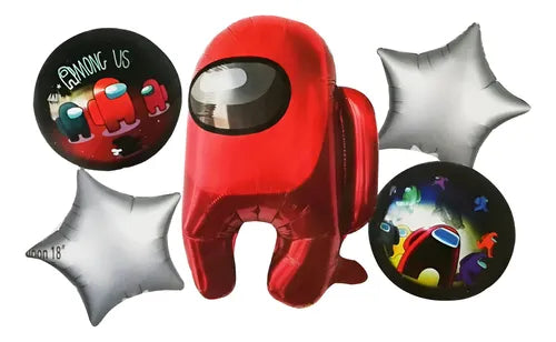 Among Us Red theme Foil Balloon Set of 5pcs