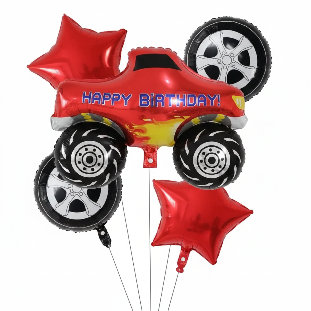 Monster Truck Theme Foil Balloon Set of 5pcs