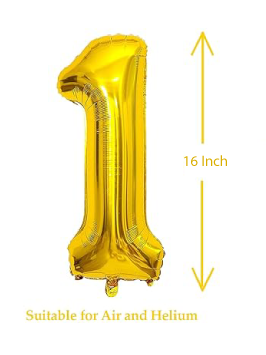 Gold Number Foil Balloon - 16 Inch