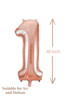 Rose Gold Number Foil Balloon - 40 Inch