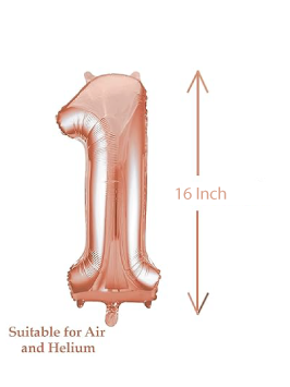 Rose Gold Number Foil Balloon - 16 Inch