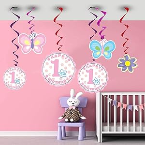 First Birthday Swirl Decoration- Girl