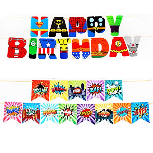 Superhero Birthday Banner Pack of 2