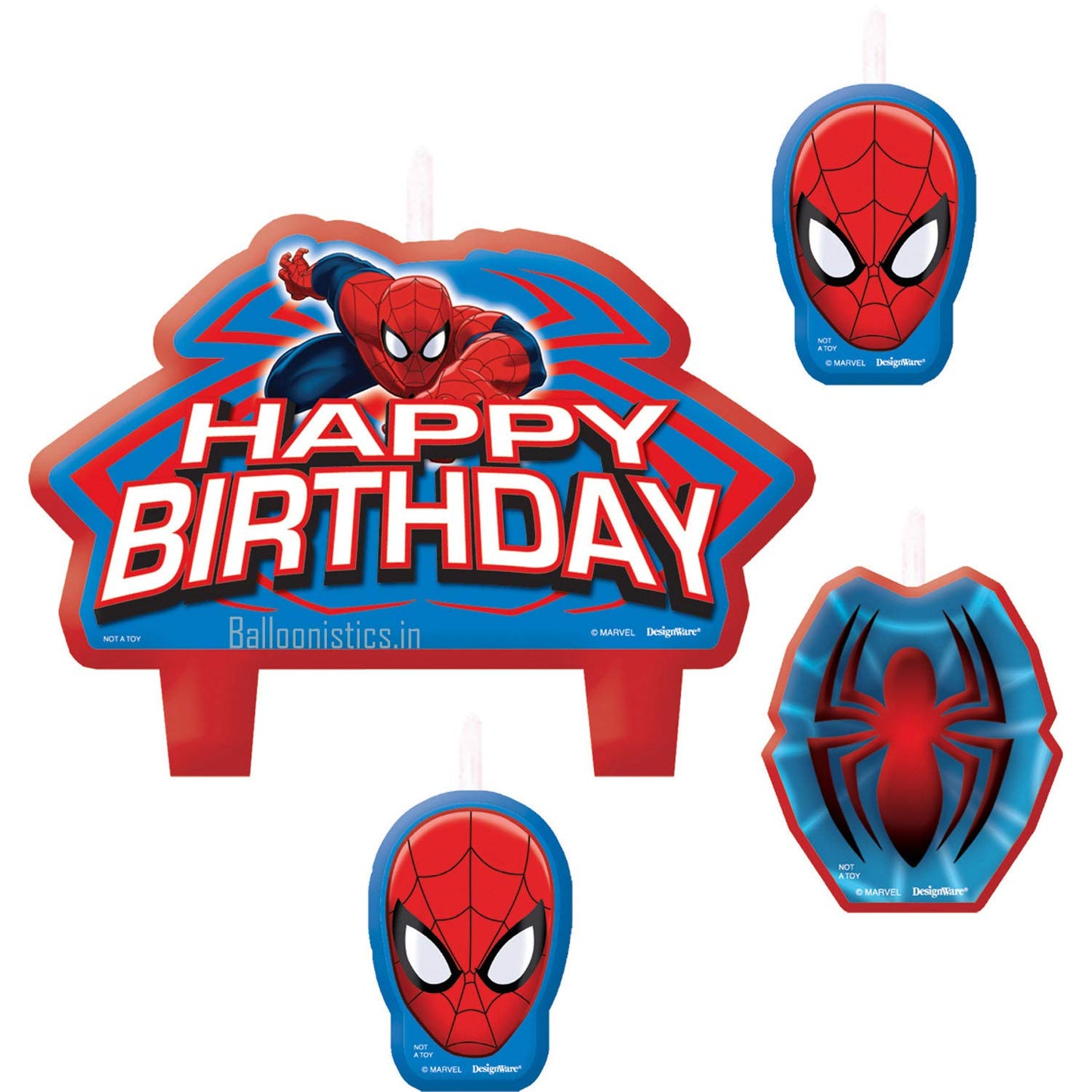 Spiderman Birthday Candles Pack of 4