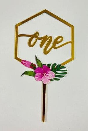 Tropical Flower "One" Cake topper