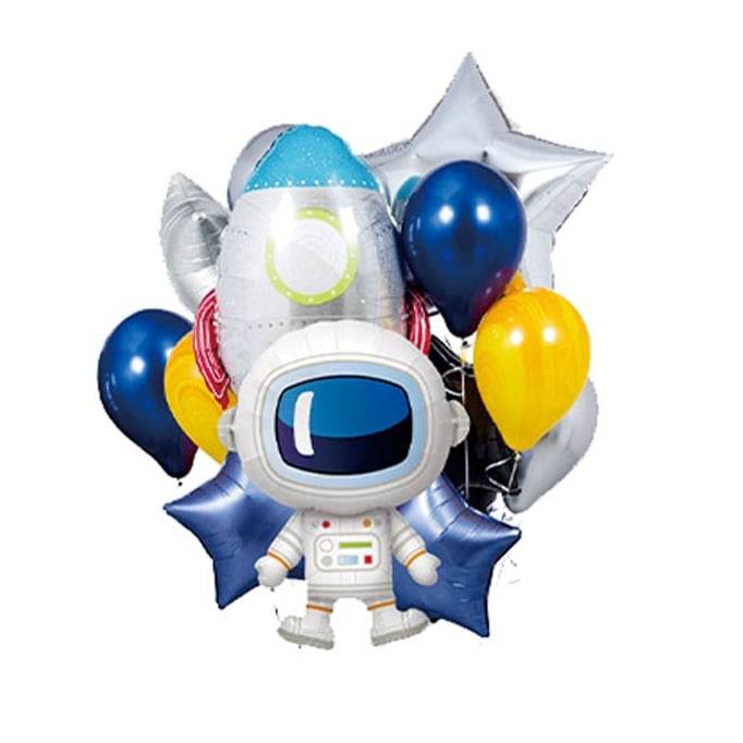 Astronaut Space Theme Foil Balloons Set of 12