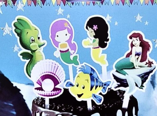 Mermaid Theme Cake Toppers Set of 6