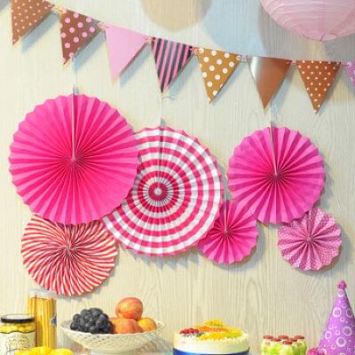 Paper Fans - Pink Set of 6