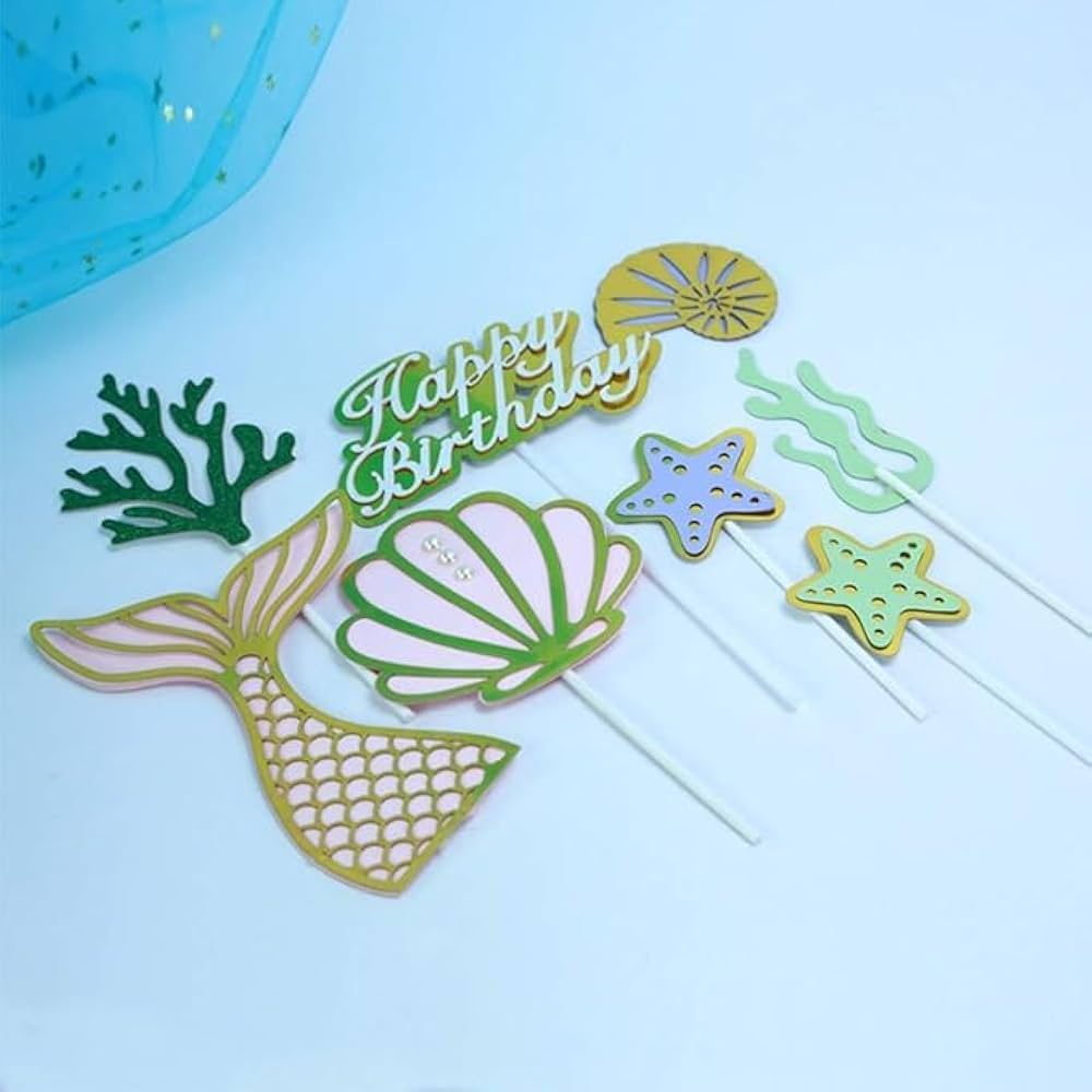 Mermaid Cake Toppers Set of 9