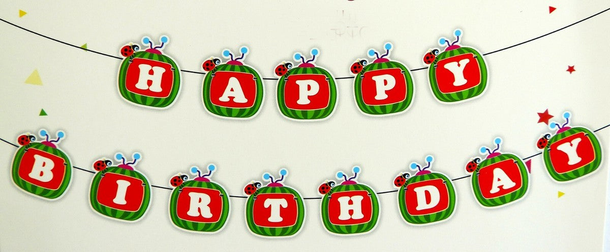 Cocomelon Green Red Bithday Banner