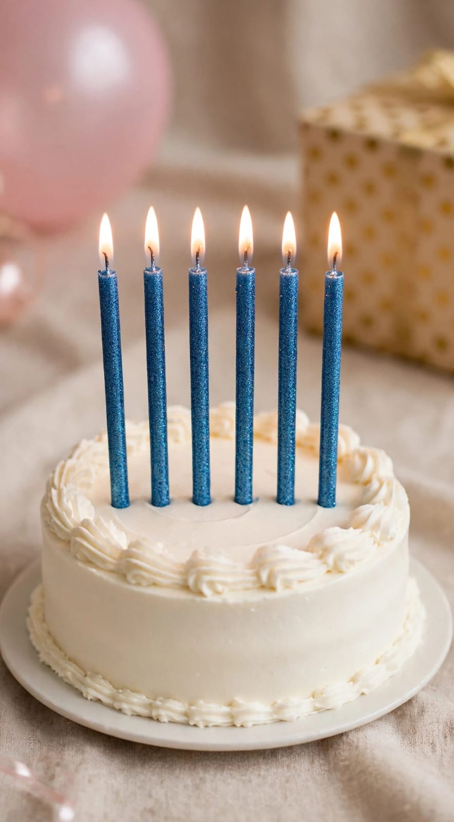 Light Blue Glitter Candles Set of 6pcs