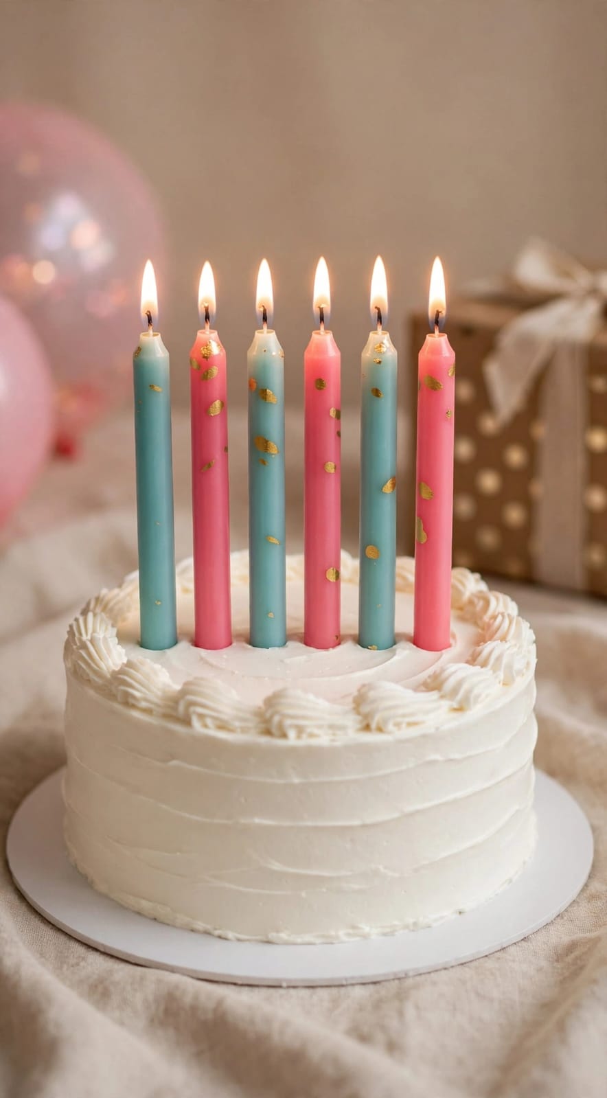 Pink Blue Goldflake Candle