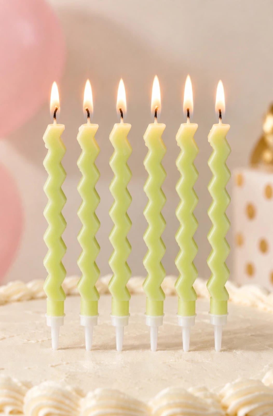 Pastel Neon Green Zigzag Candle Set of 6pcs