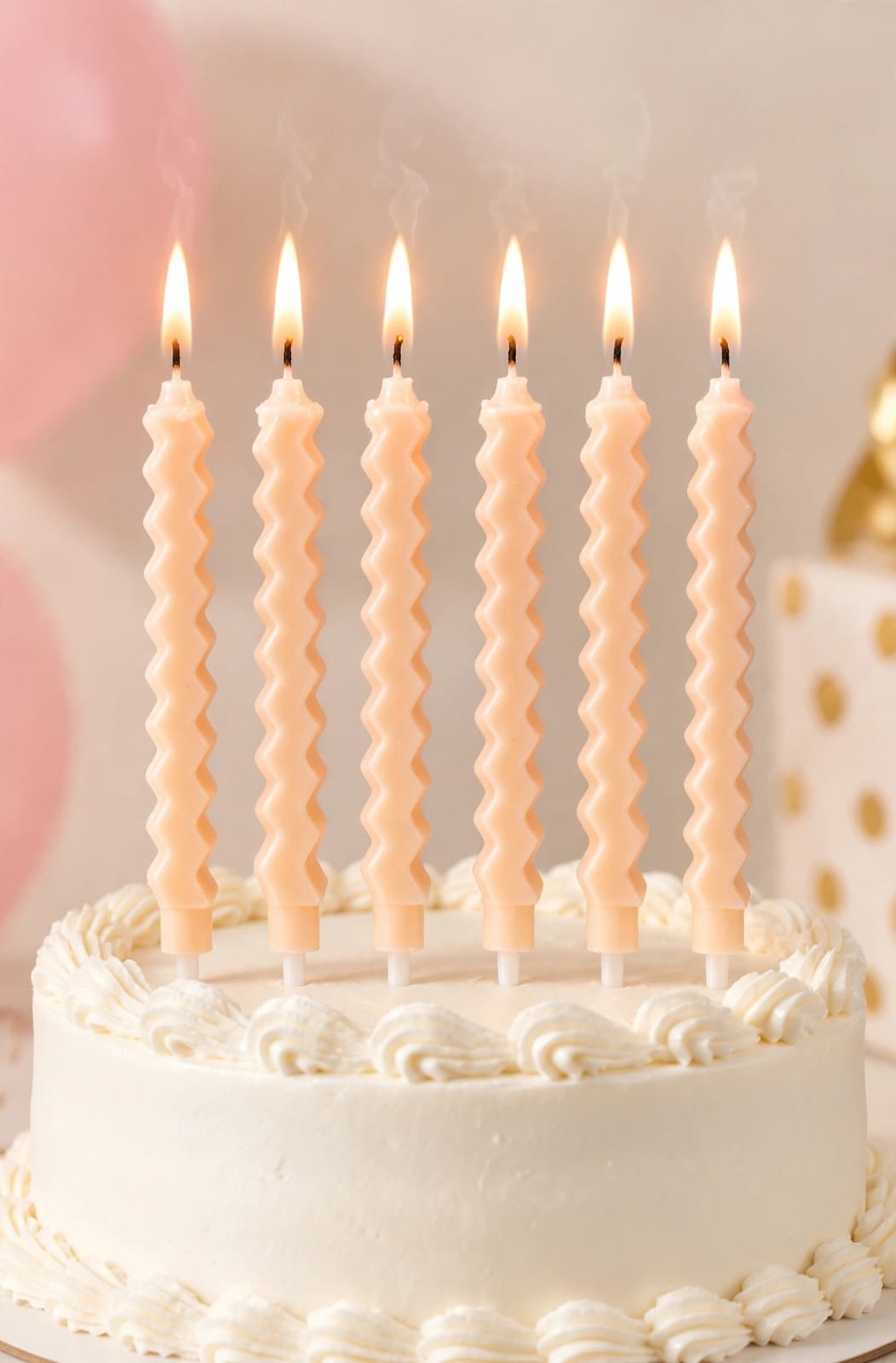 Peach Zigzag Candle Set of 6pcs