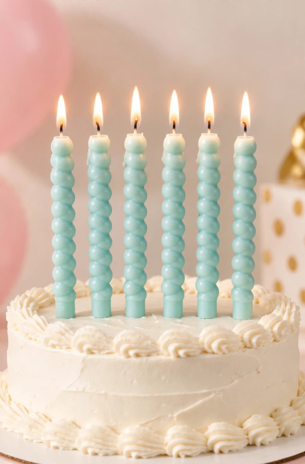 Light Blue Spiral Candle Set of 6pcs