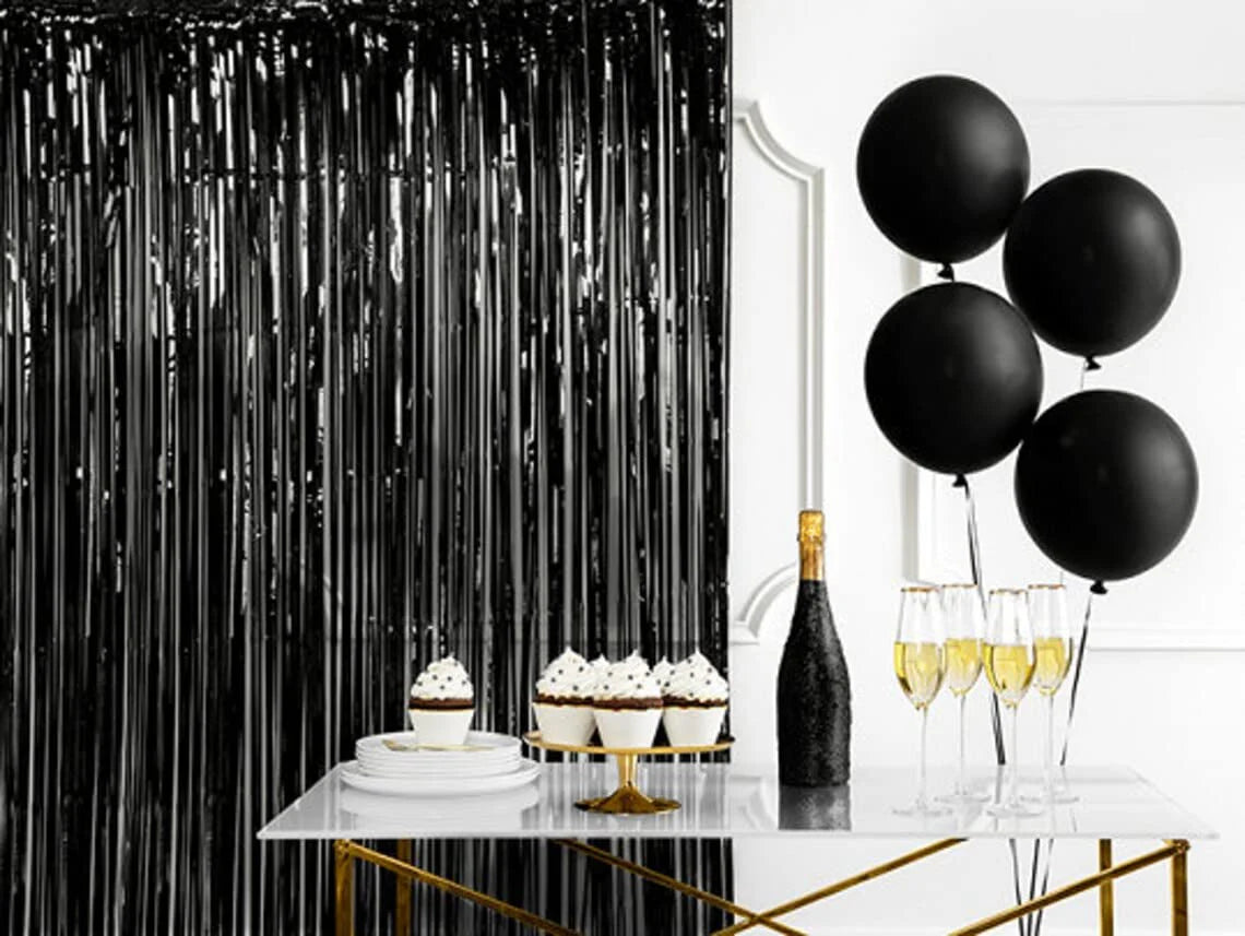 Chrome Black Foil Curtain
