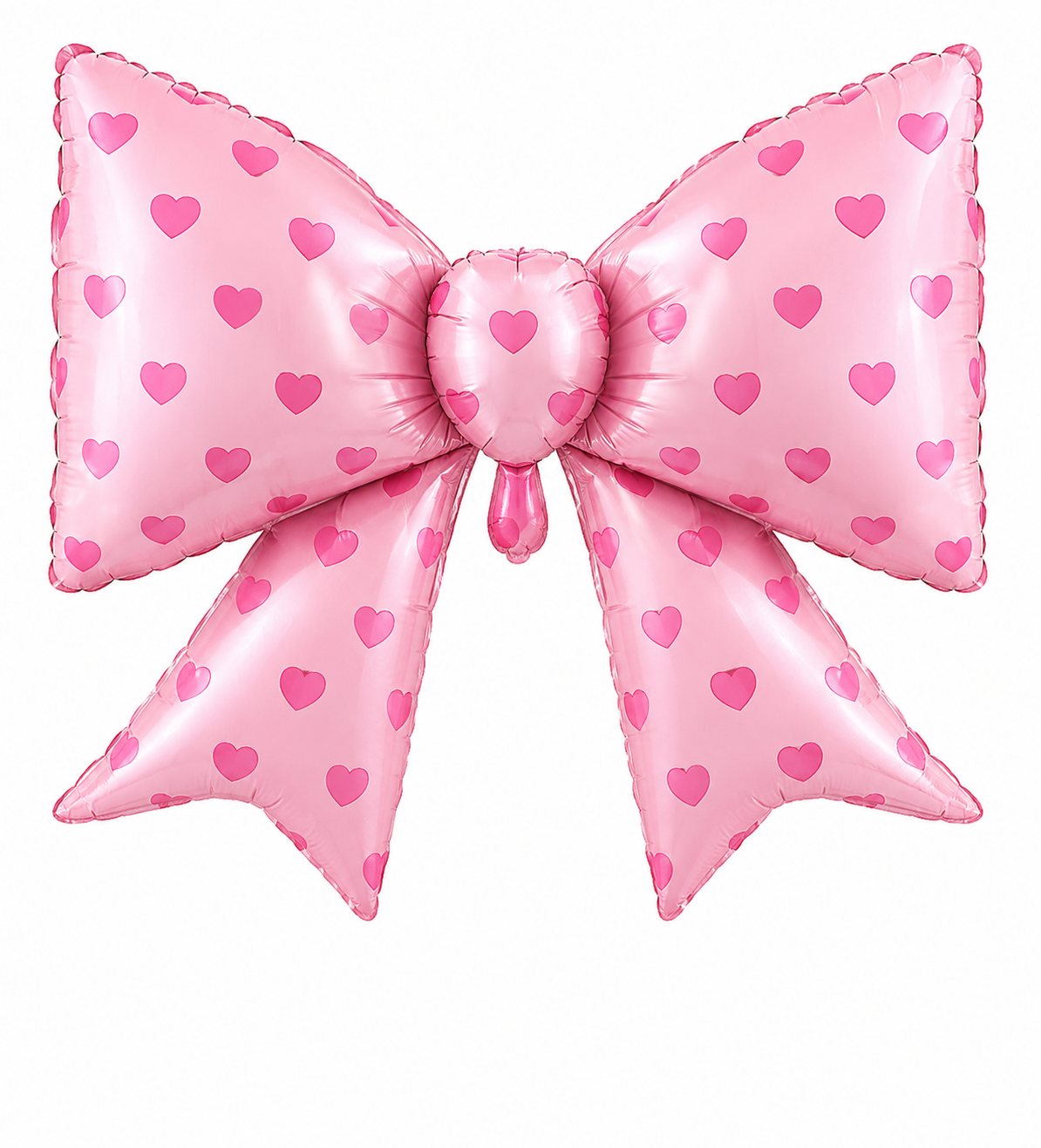 Pink Large Bow With Pink Hearts Foil Balloon