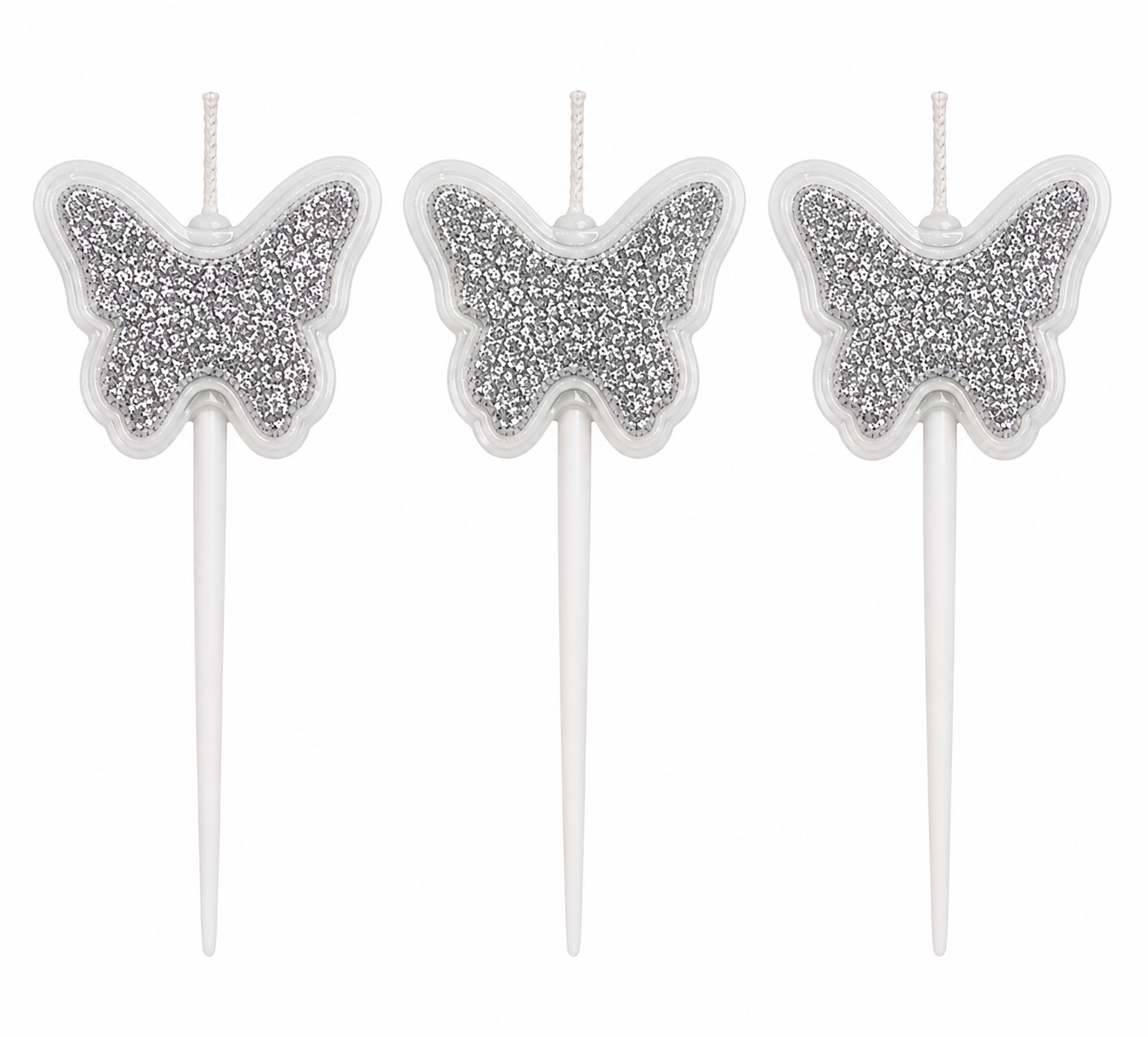 Silver Butterfly Candle 3pc Set