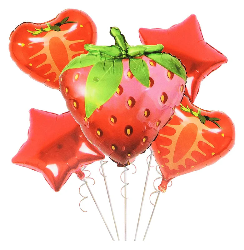 Strawberry Theme Foil Balloon Set of 5pcs