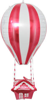 Red Parachute 4D Single Foil Balloon