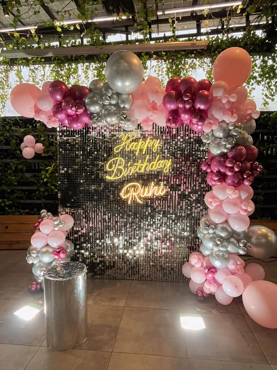 Silver Pink Birthday Decor