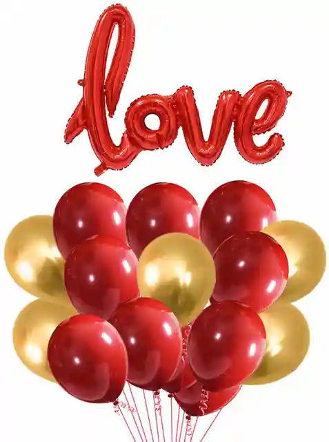 Love Red Gold Balloon Set of 15pcs
