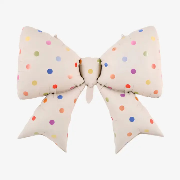 Caramel Large Bow With Polka Dots Foil Balloon