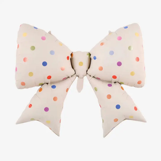 Caramel Large Bow With Polka Dots Foil Balloon