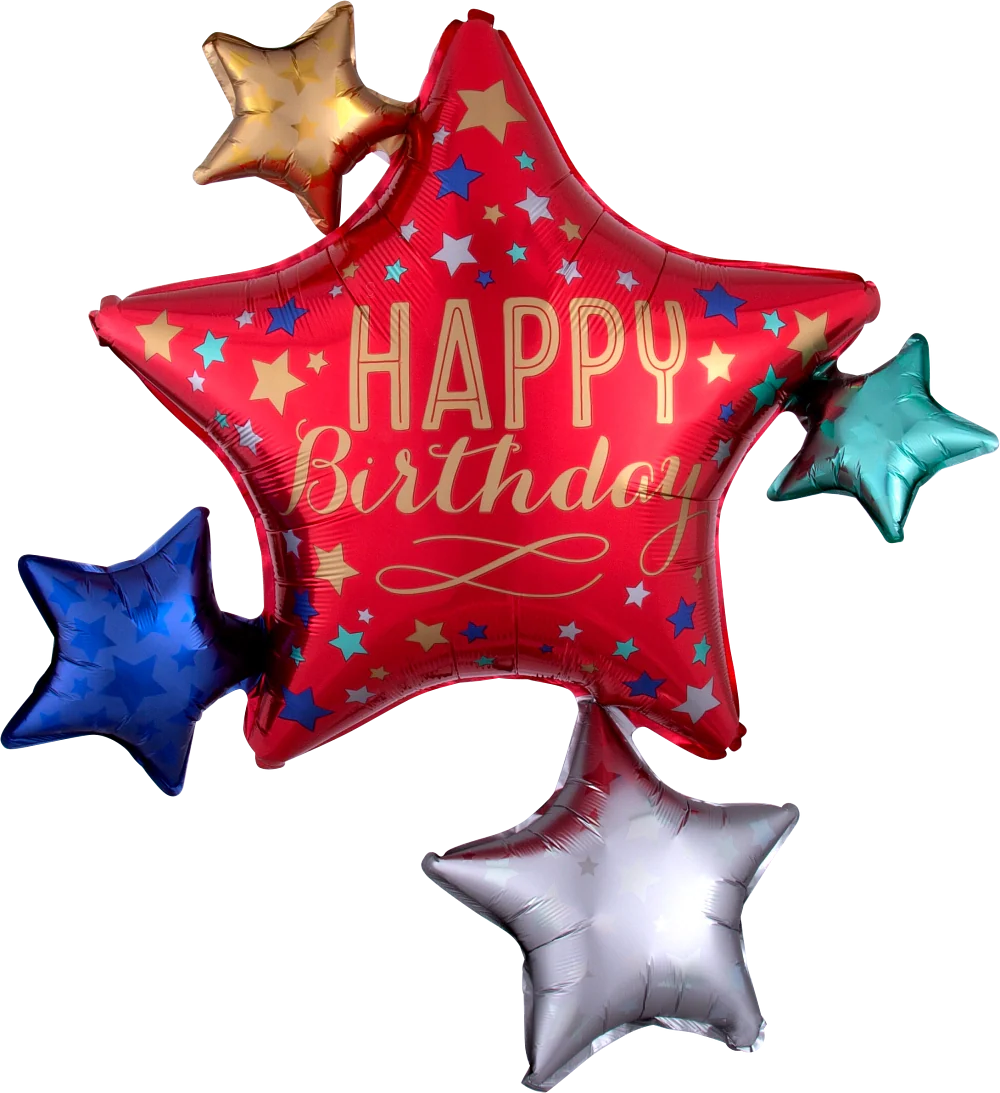 Red Star  Happy Birthday Foil Balloon