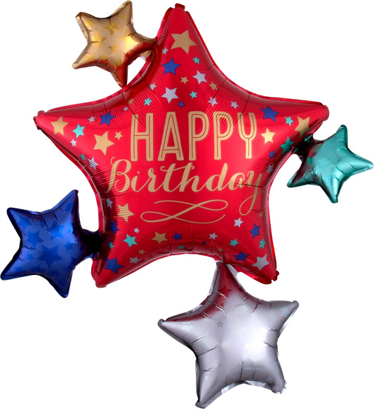 Red Star  Happy Birthday Foil Balloon