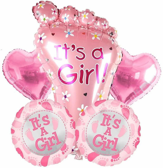 Its A Girl- Foot Theme Foil Balloon Set of 5pcs