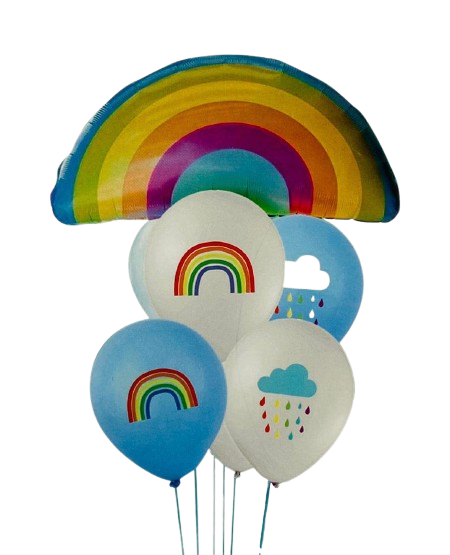 Rainbow Foil Latex Balloon Set of 6pcs