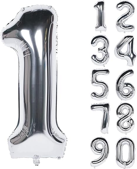 Silver Number Foil Balloon - 40 Inch
