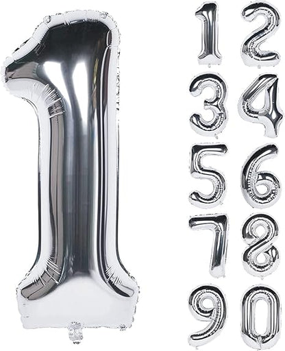 Silver Number Foil Balloon - 40 Inch