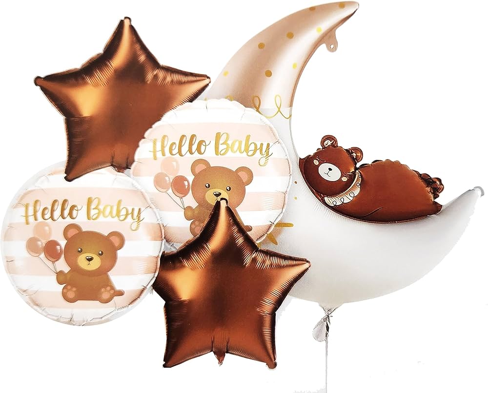 Hello Baby Teddy Theme Foil Balloon Set of 5pcs