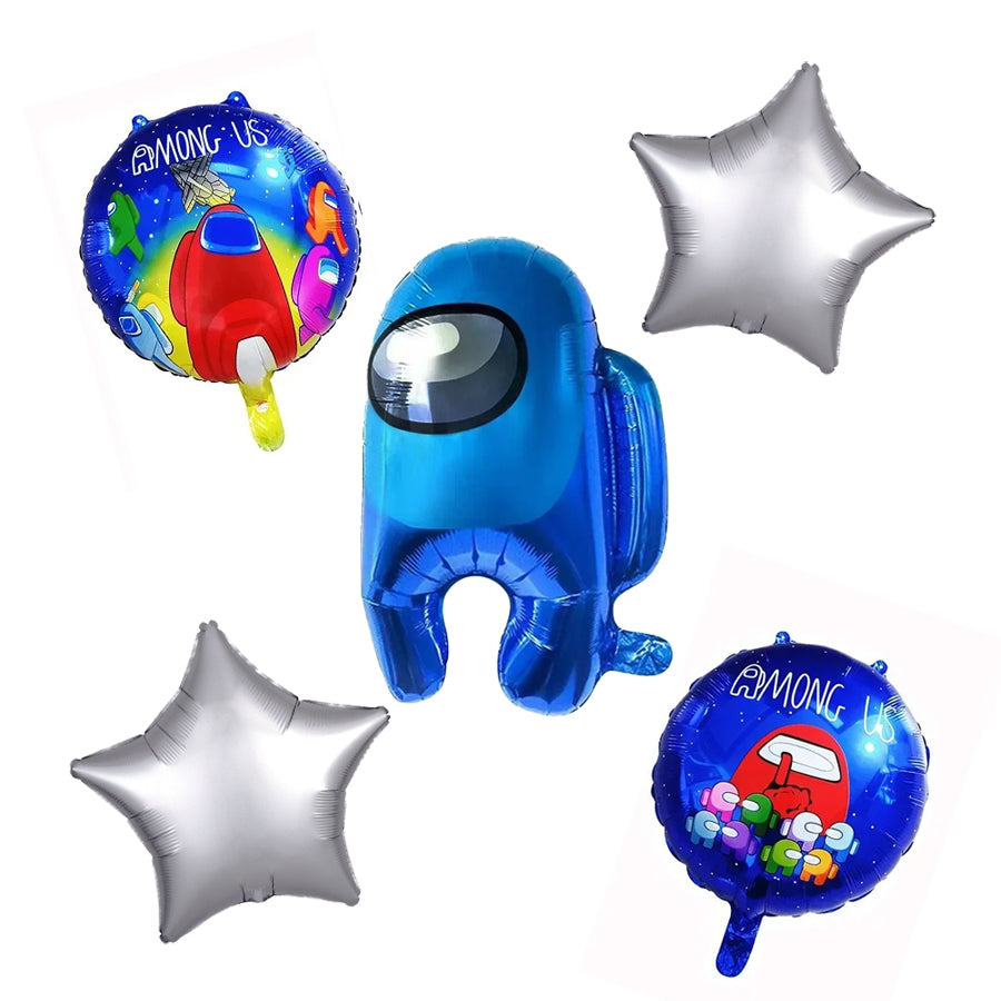 Among Us Blue  theme Foil Balloon Set of 5pcs