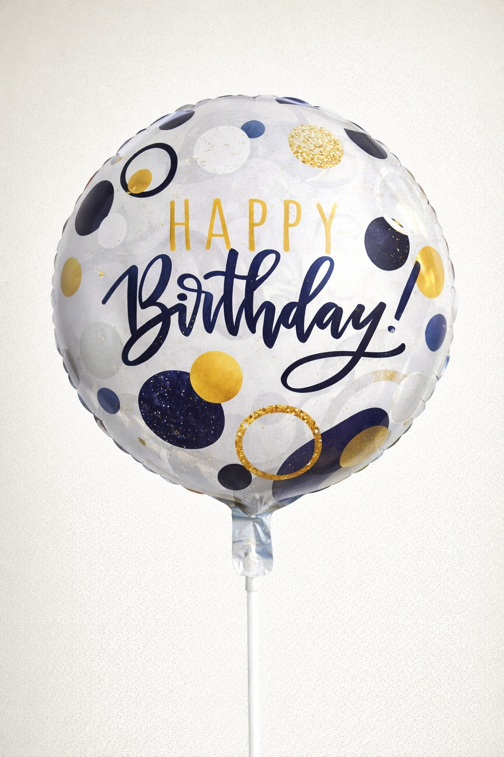 White Gold Round Happy Birthday Foil Balloon