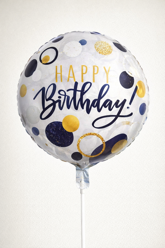 White Gold Round Happy Birthday Foil Balloon