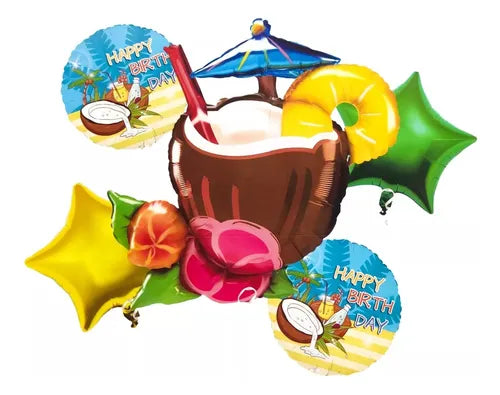 Coconut Tropical Theme Foil Balloon Set of 5pcs