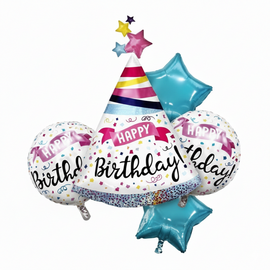 Birthday Cap Theme Foil Balloon Set of 5pcs