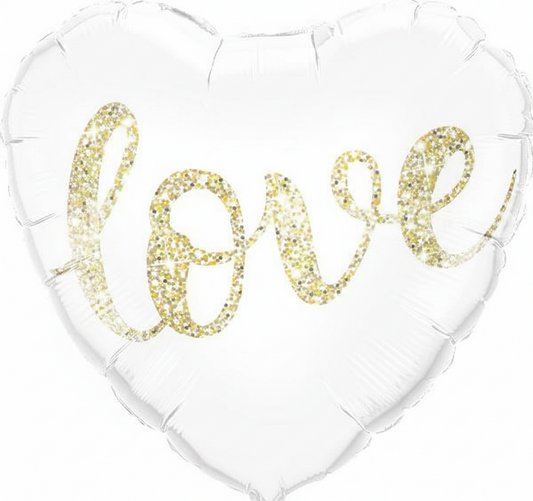 White Gold Heart Foil Balloon
