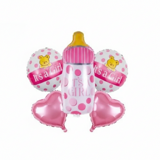 Its A Girl- Bottle Theme Foil Balloon Set of 5pcs