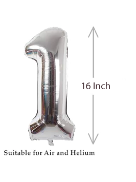 Silver Number Foil Balloon - 16 Inch