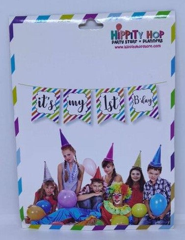 First birthday banner flag